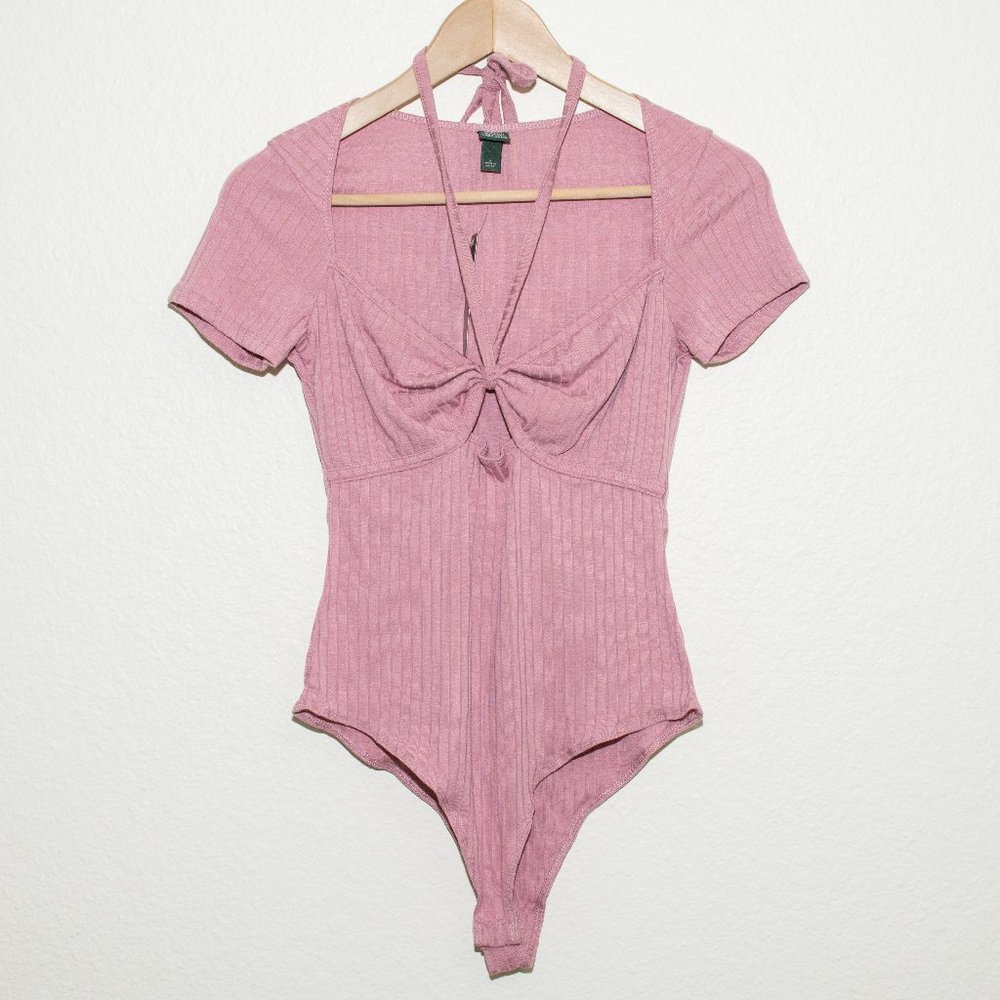 Wild Fable Maeve Pink Ribbed Bodysuit